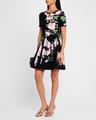cherry blossom jacquard knit pleated mini dress