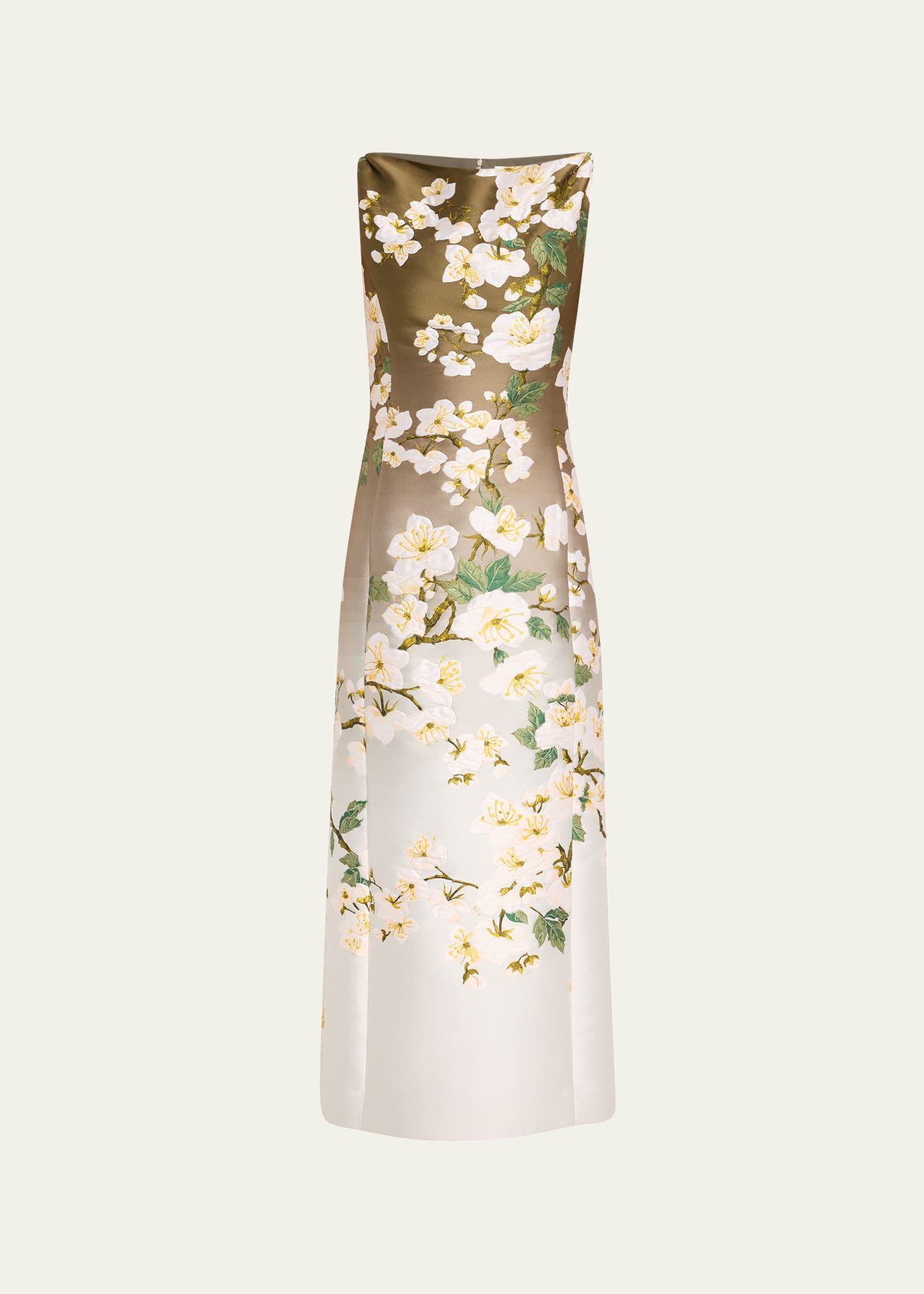 cherry blossom jacquard ombre dress