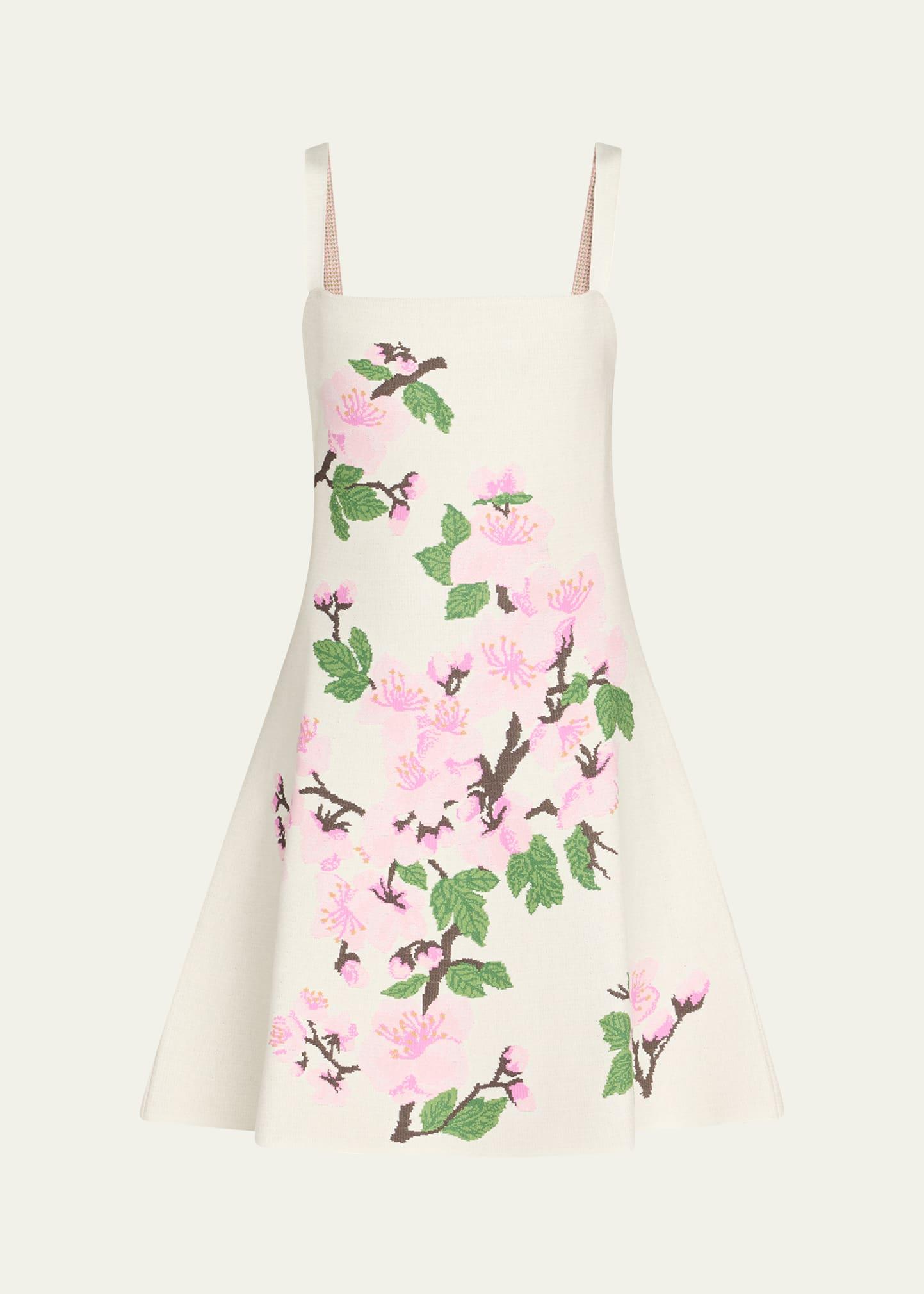 cherry blossom knit fit-and-flare mini dress