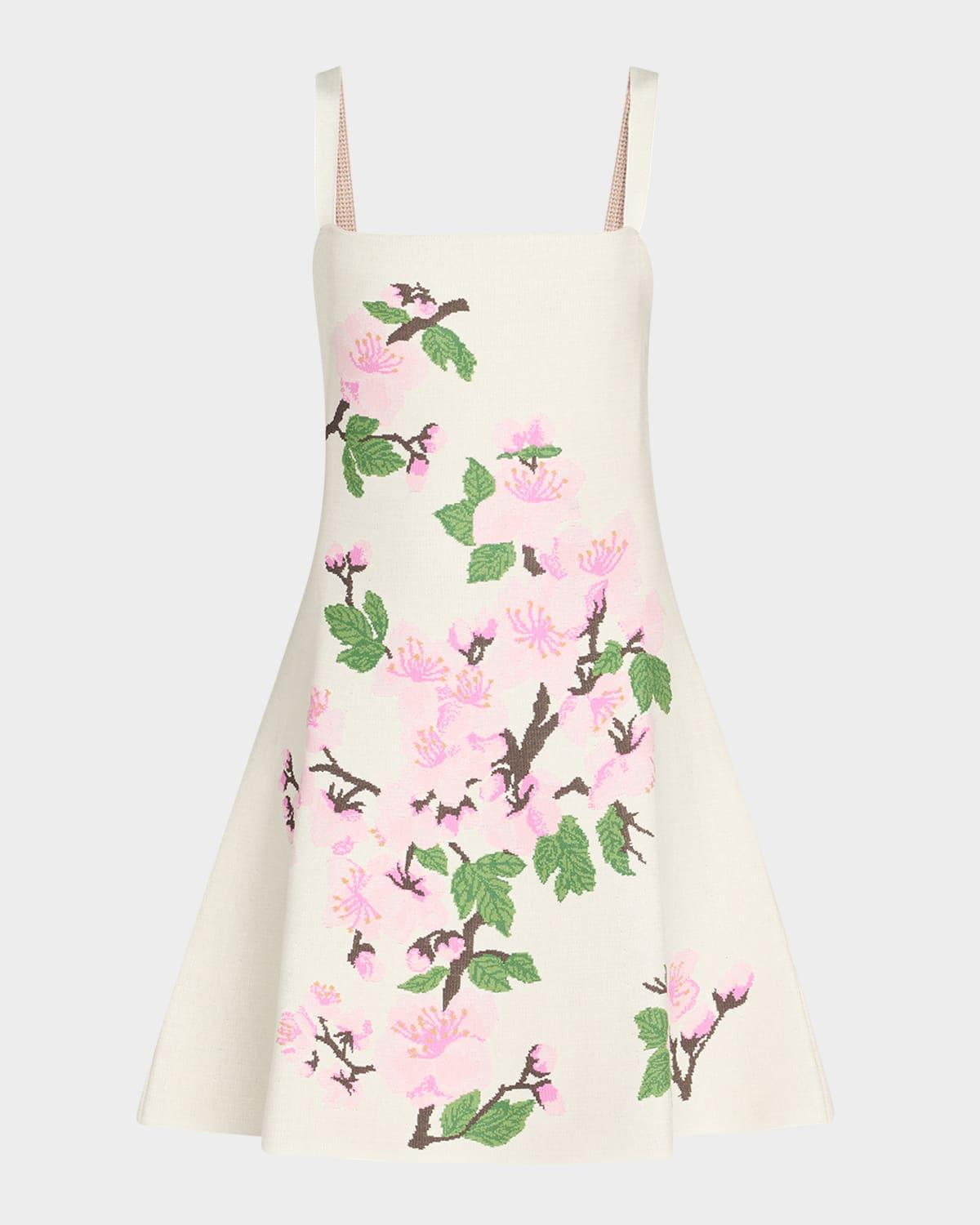 cherry blossom knit fit-and-flare mini dress