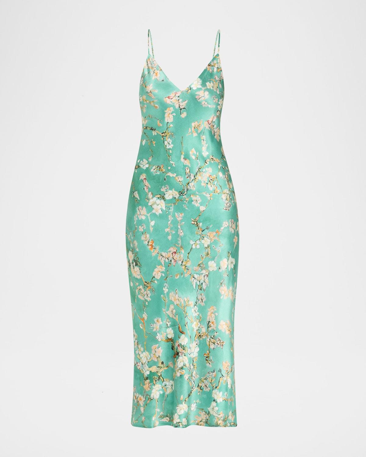 cherry blossom seridie mid-length slip dress