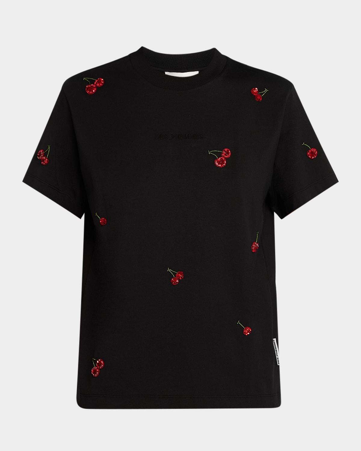 cherry embroidered crewneck t-shirt