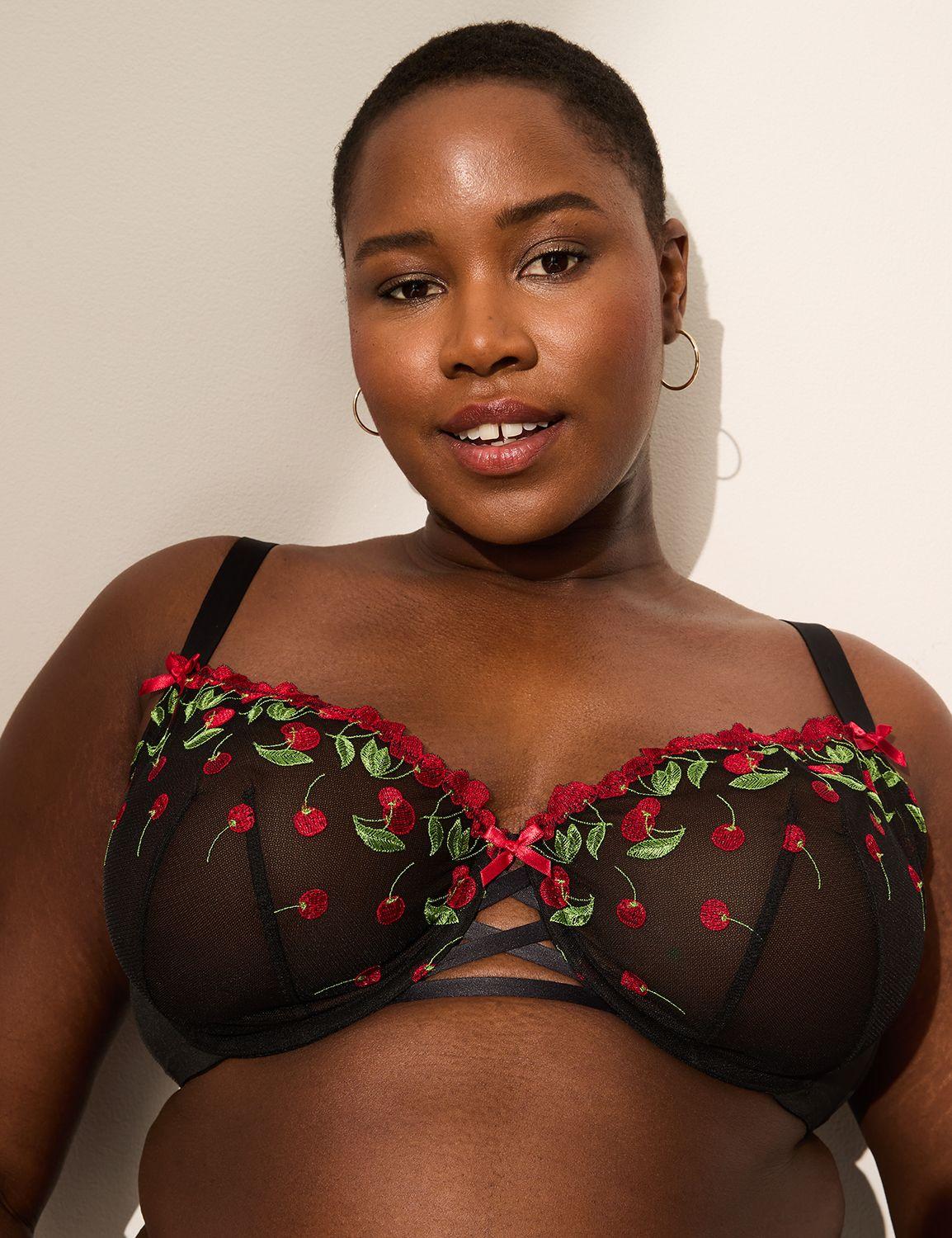 cherry embroidered unlined balconette bra