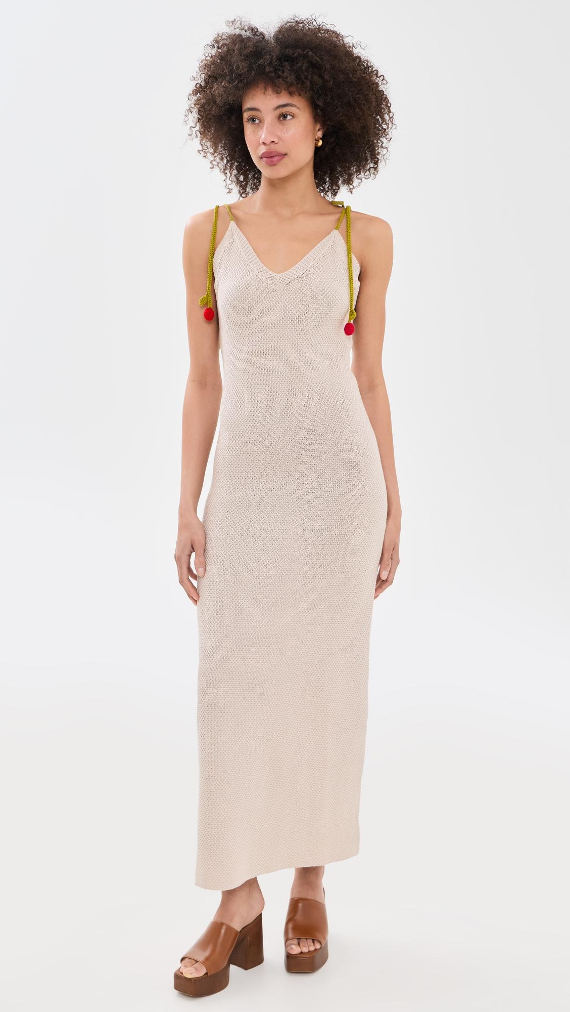 cherry strap cami midi dress