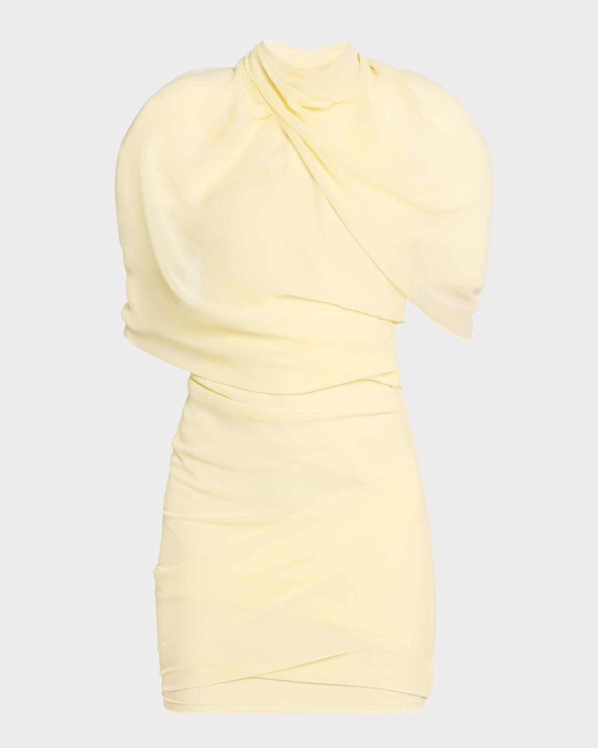 chestnut backless cape mini dress