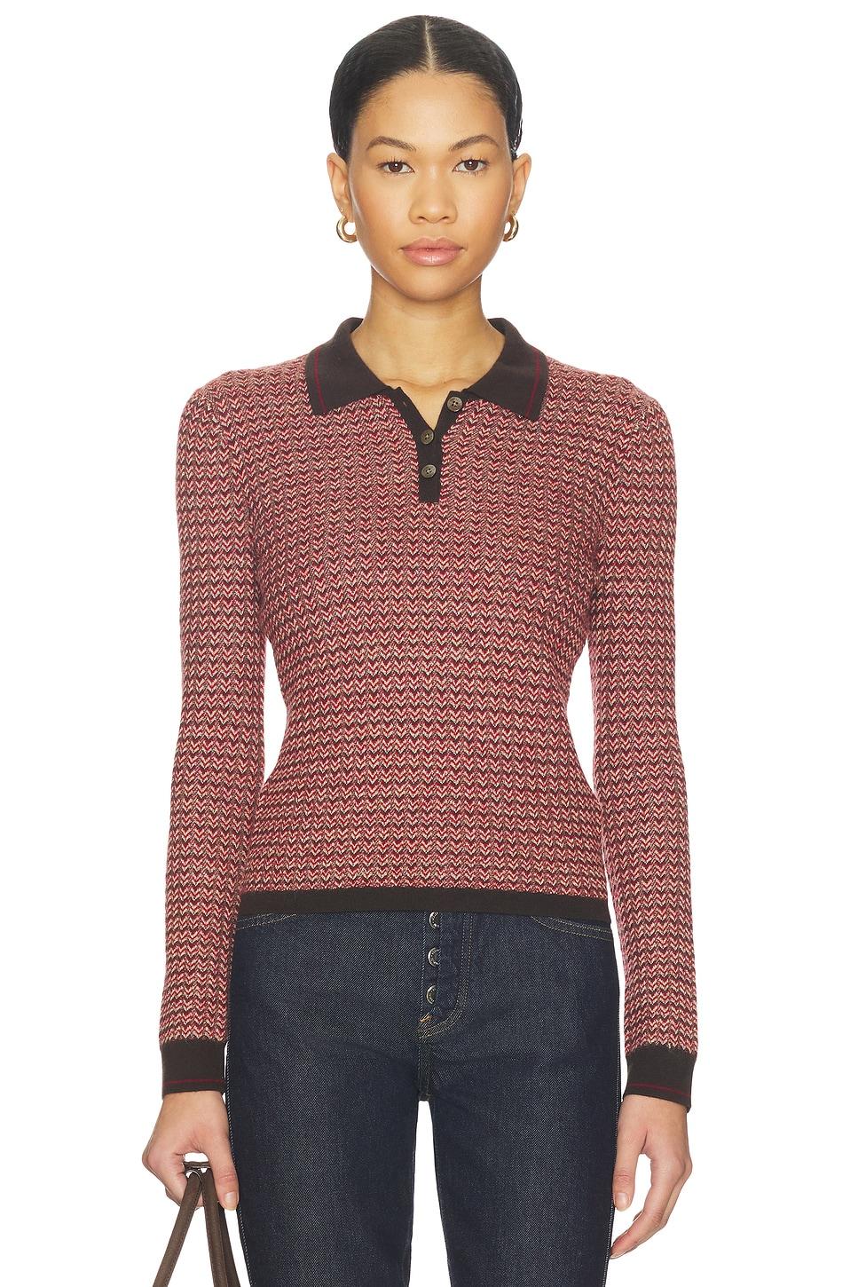 chevron long sleeve shrunken polo top