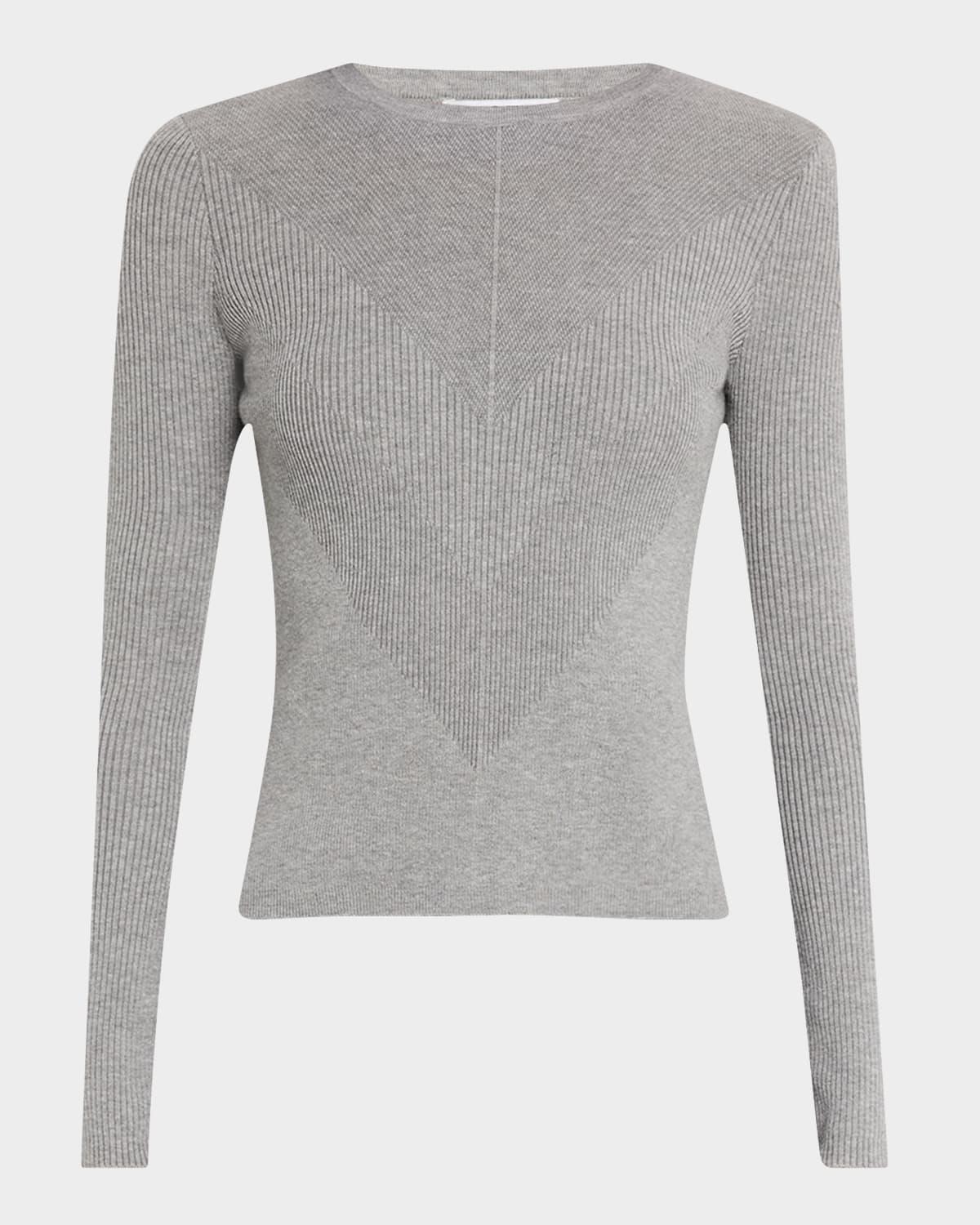 chevron ribbed stretch wool sweater