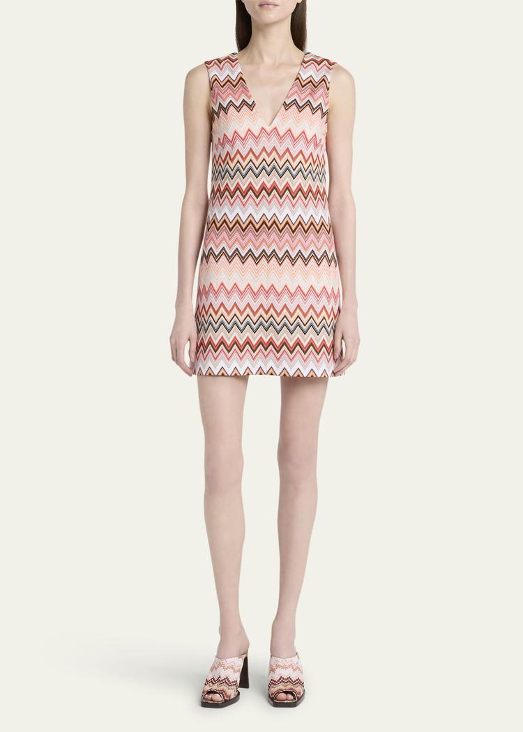 chevron sleeveless mini shift dress