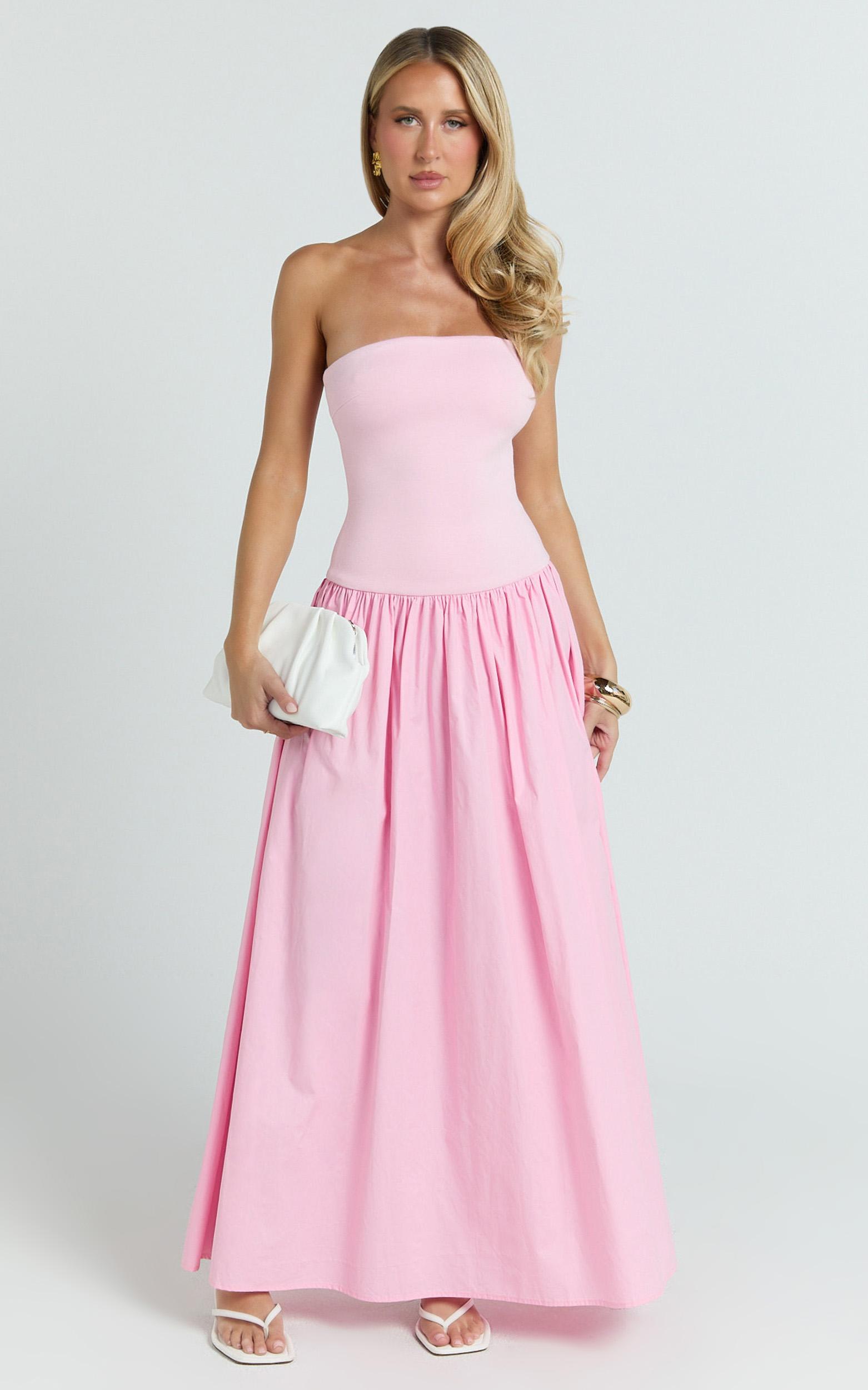 cheyenne maxi dress - strapless a line dress in pink