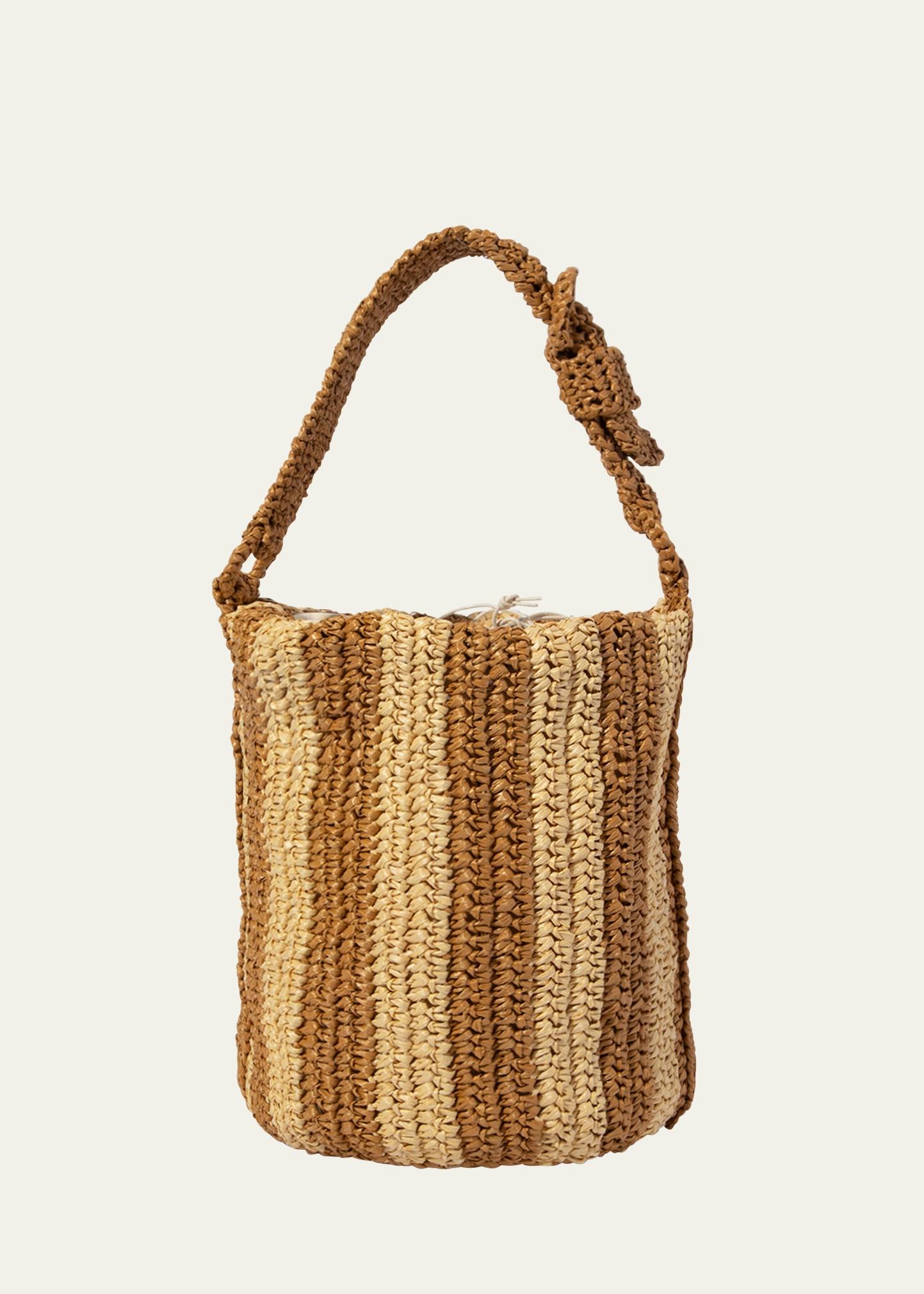cheyenne striped raffia bucket bag