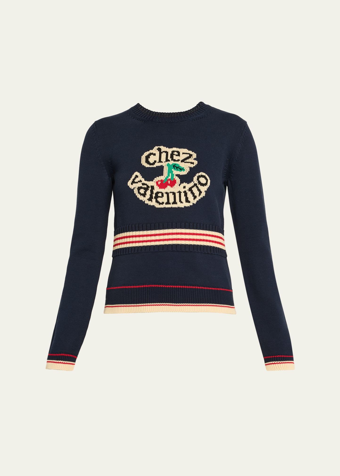 chez valentino cherry long-sleeve sweater