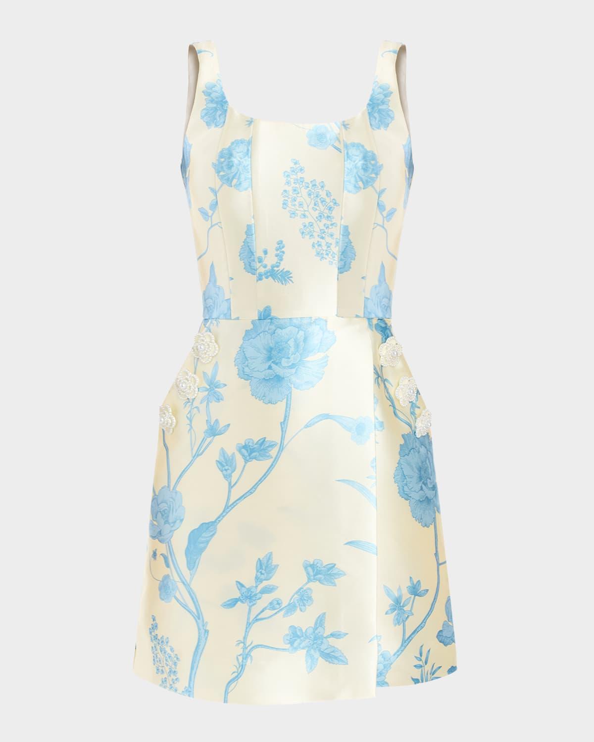 chianti embellished floral-print mini dress
