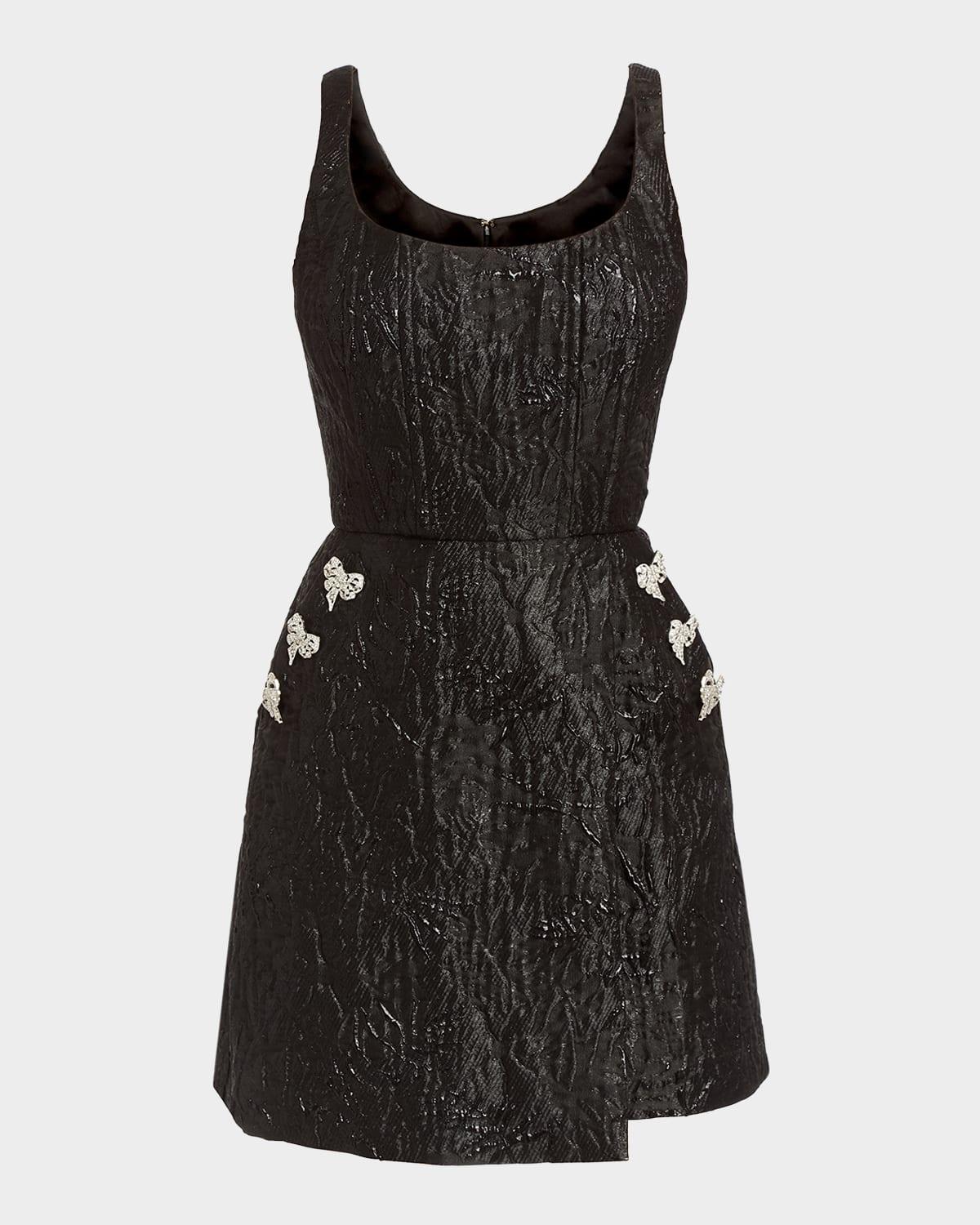 chianti jacquard crystal bow mini dress