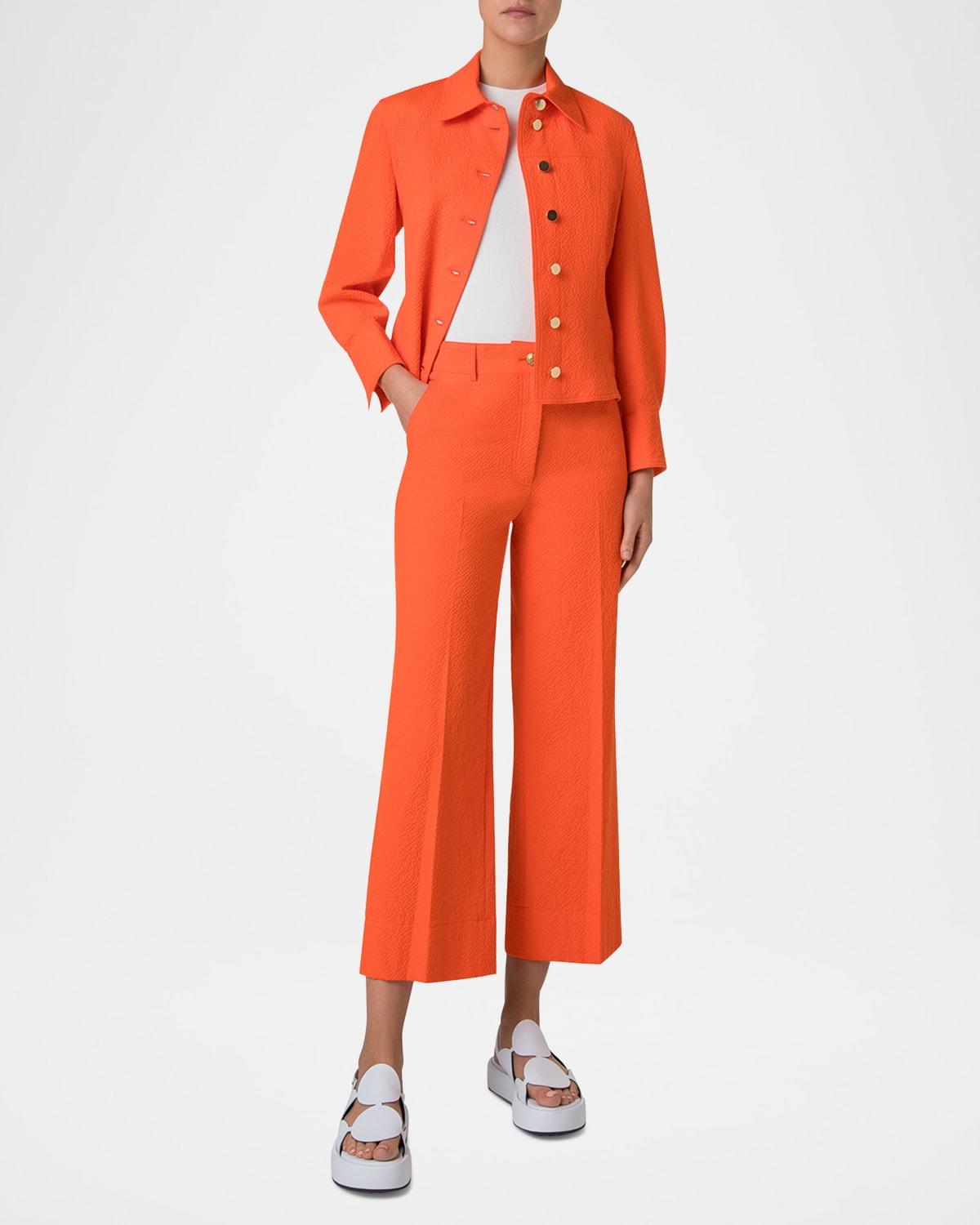 chiara cotton seersucker wide-leg pants