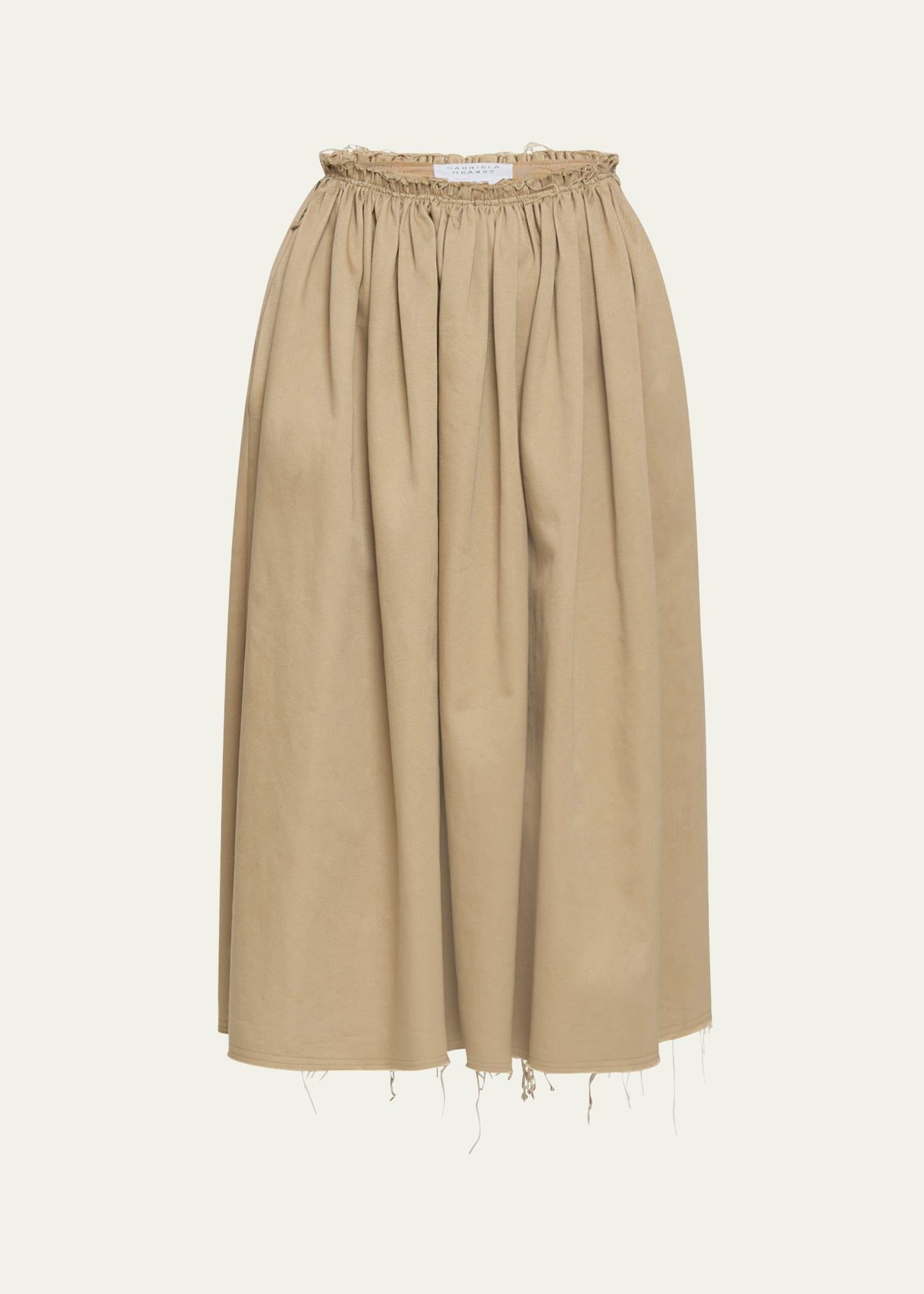 chiara frayed poplin midi skirt