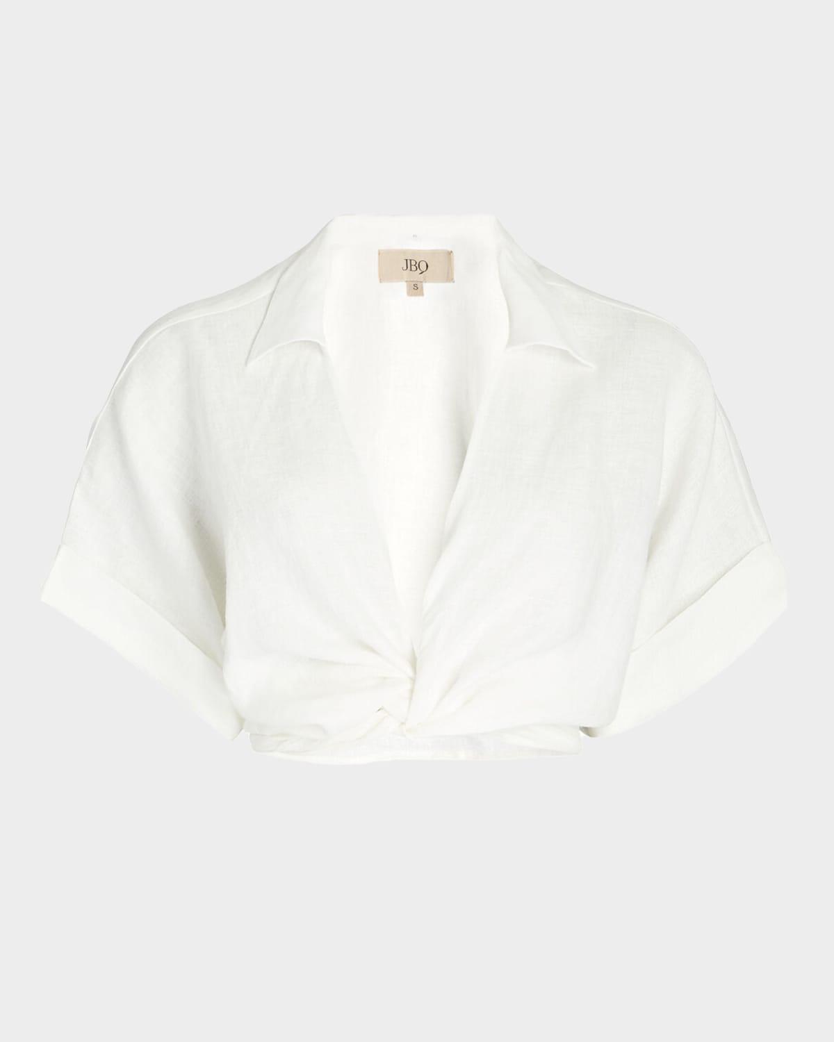 chiara linen-blend wrap top