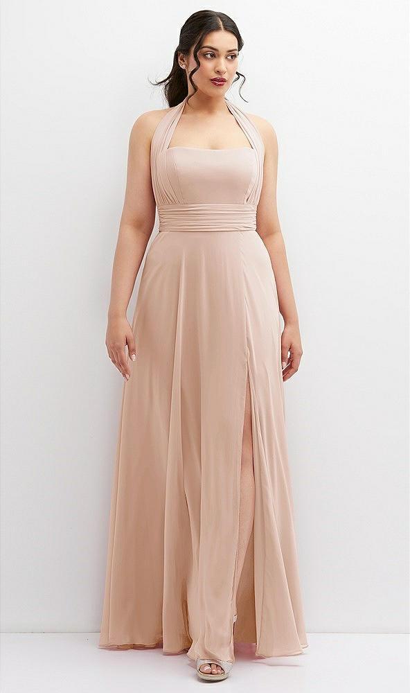 chiffon convertible maxi dress with multi-way tie straps