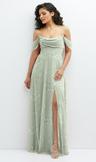 chiffon corset maxi dress with removable off-the-shoulder swags