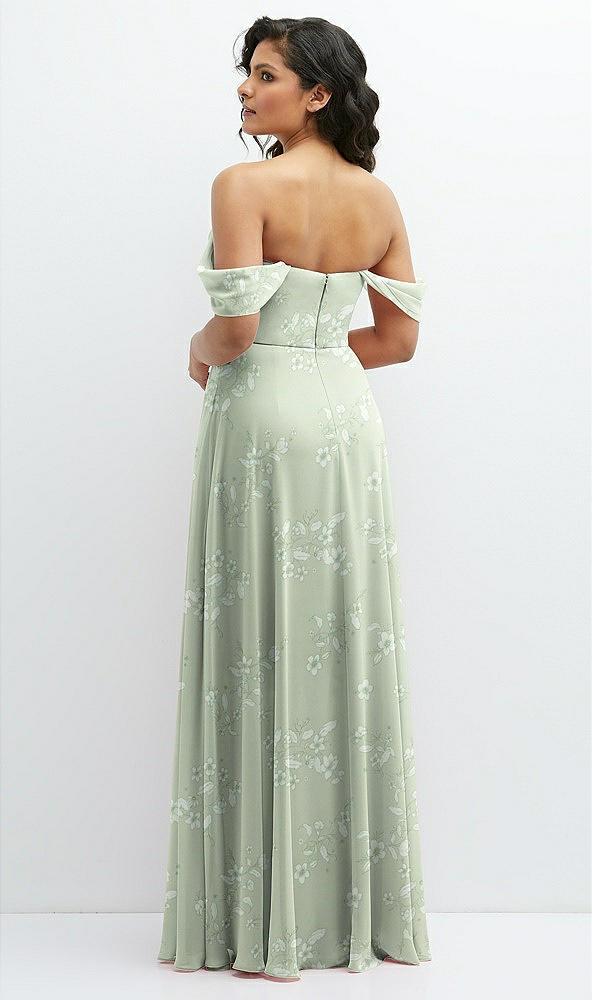 chiffon corset maxi dress with removable off-the-shoulder swags