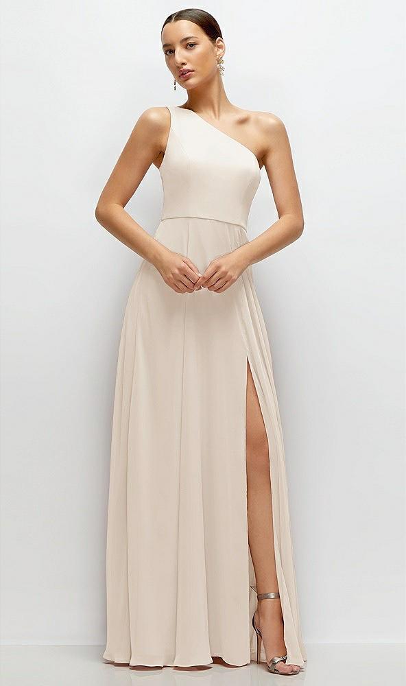 chiffon one-shoulder maxi dress with circle skirt