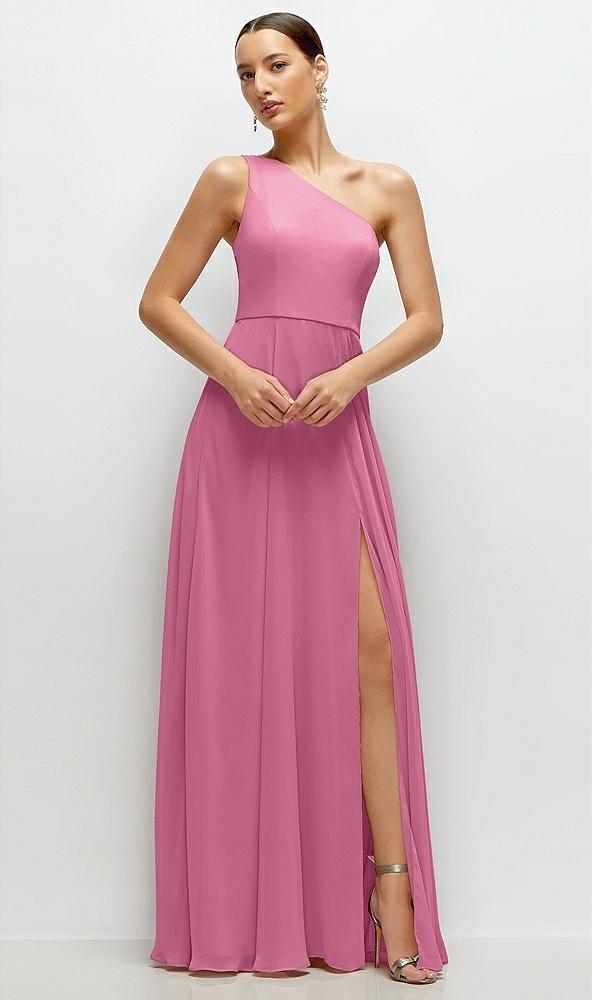 chiffon one-shoulder maxi dress with circle skirt