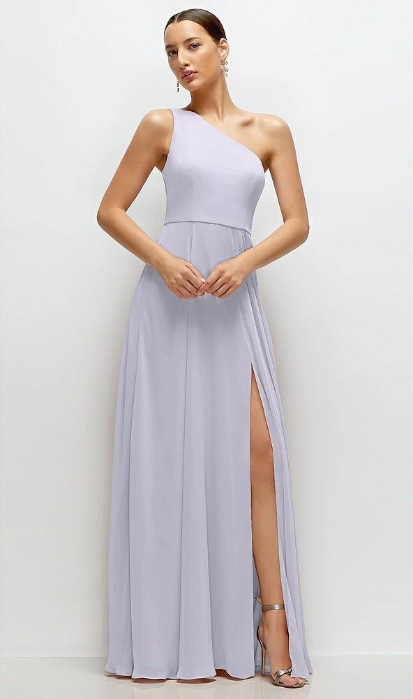 chiffon one-shoulder maxi dress with circle skirt