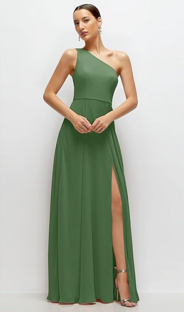 chiffon one-shoulder maxi dress with circle skirt