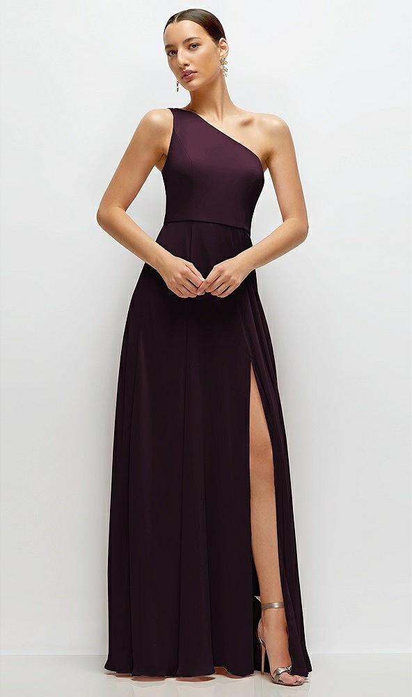 chiffon one-shoulder maxi dress with circle skirt