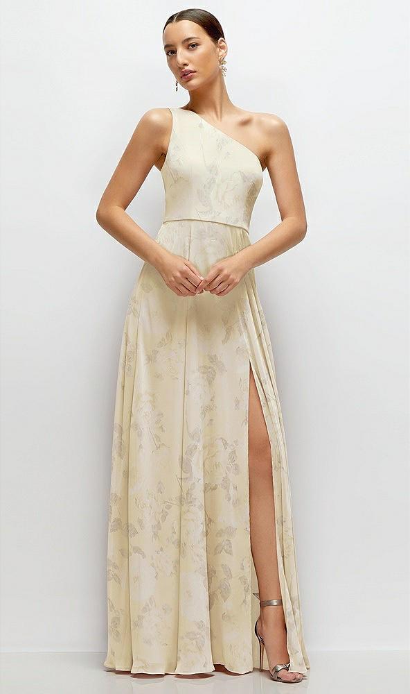 chiffon one-shoulder maxi dress with circle skirt