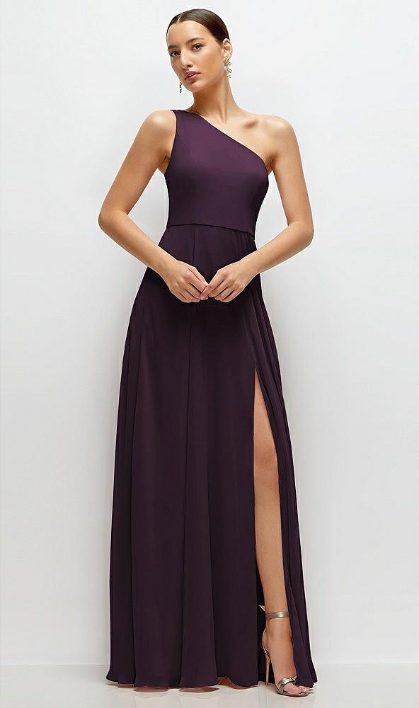 chiffon one-shoulder maxi dress with circle skirt