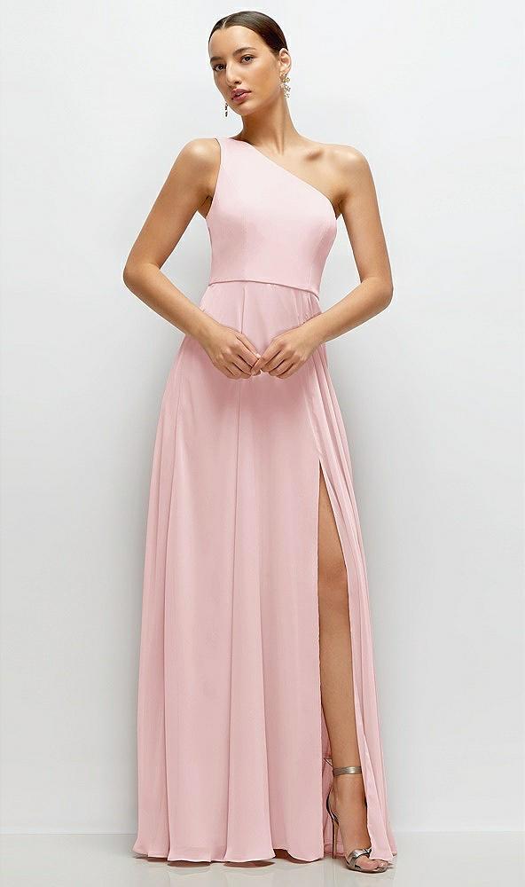 chiffon one-shoulder maxi dress with circle skirt