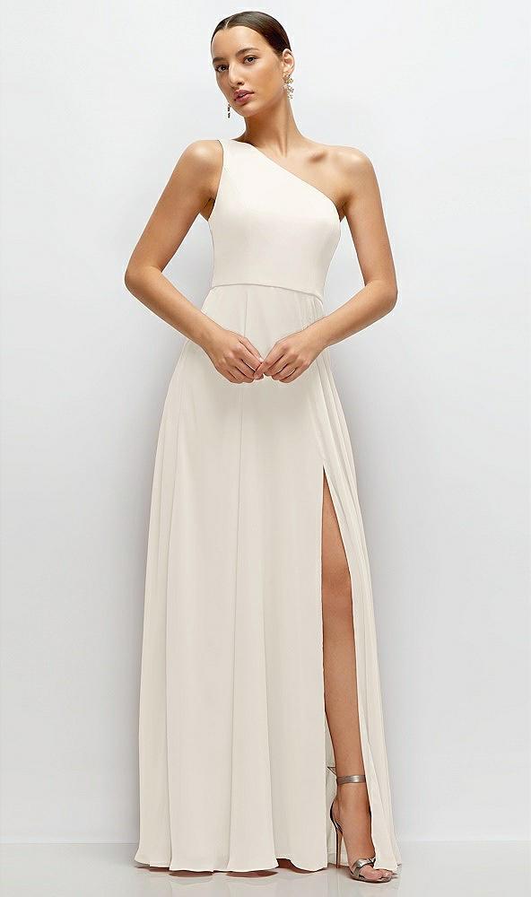 chiffon one-shoulder maxi dress with circle skirt