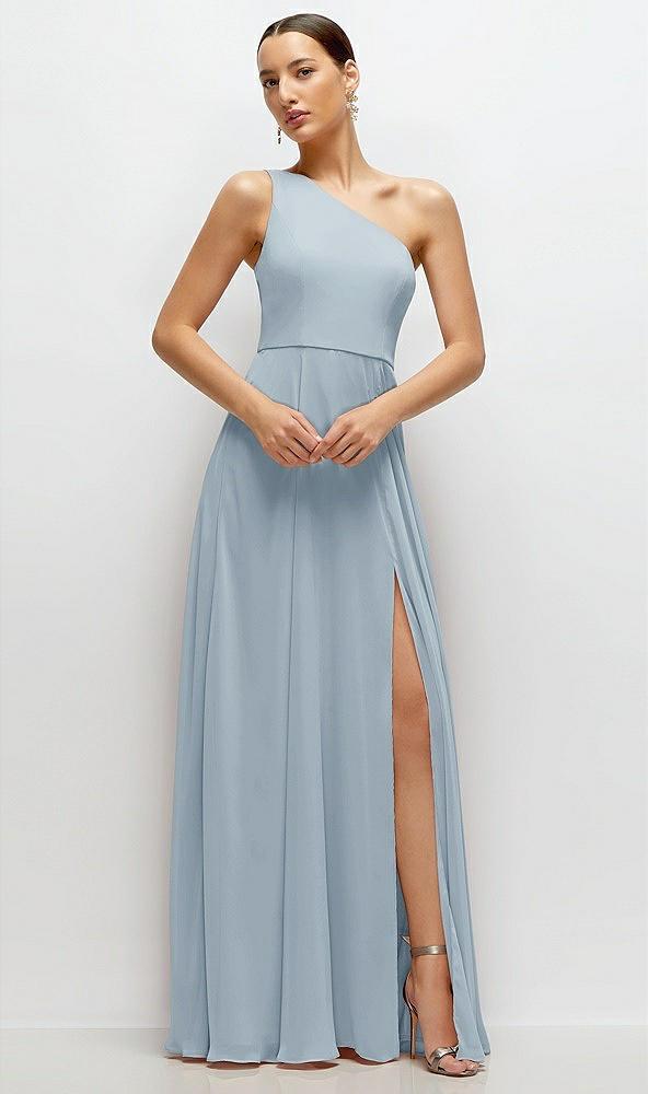 chiffon one-shoulder maxi dress with circle skirt