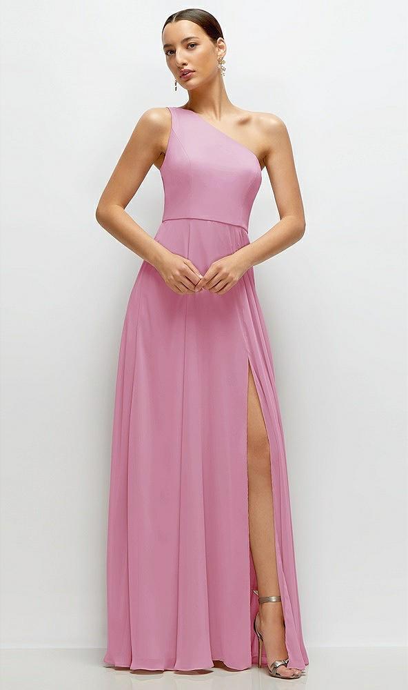 chiffon one-shoulder maxi dress with circle skirt