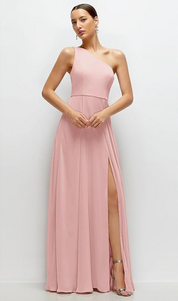 chiffon one-shoulder maxi dress with circle skirt