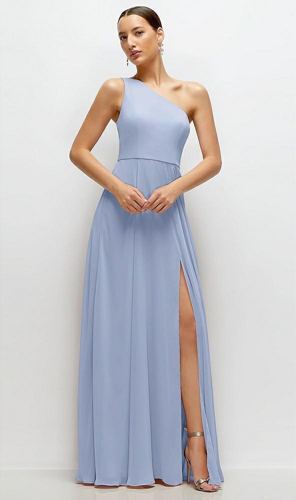 chiffon one-shoulder maxi dress with circle skirt