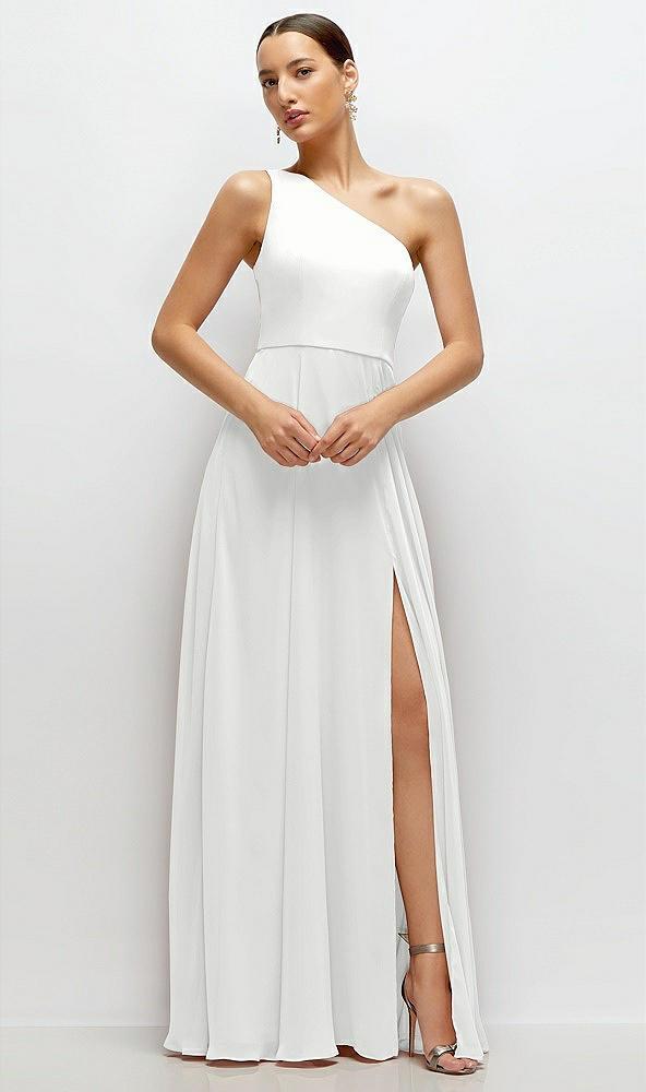 chiffon one-shoulder maxi dress with circle skirt