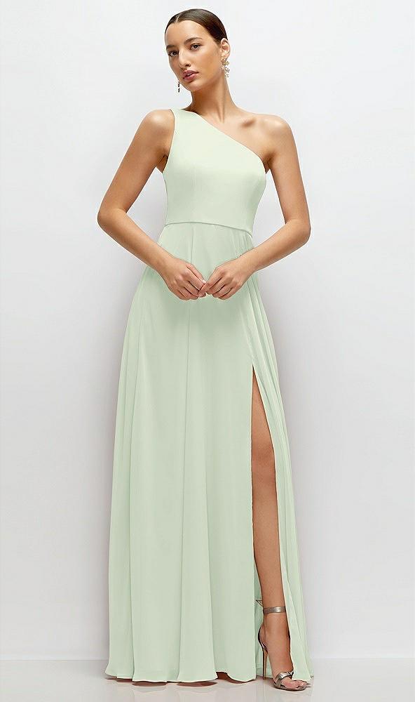 chiffon one-shoulder maxi dress with circle skirt