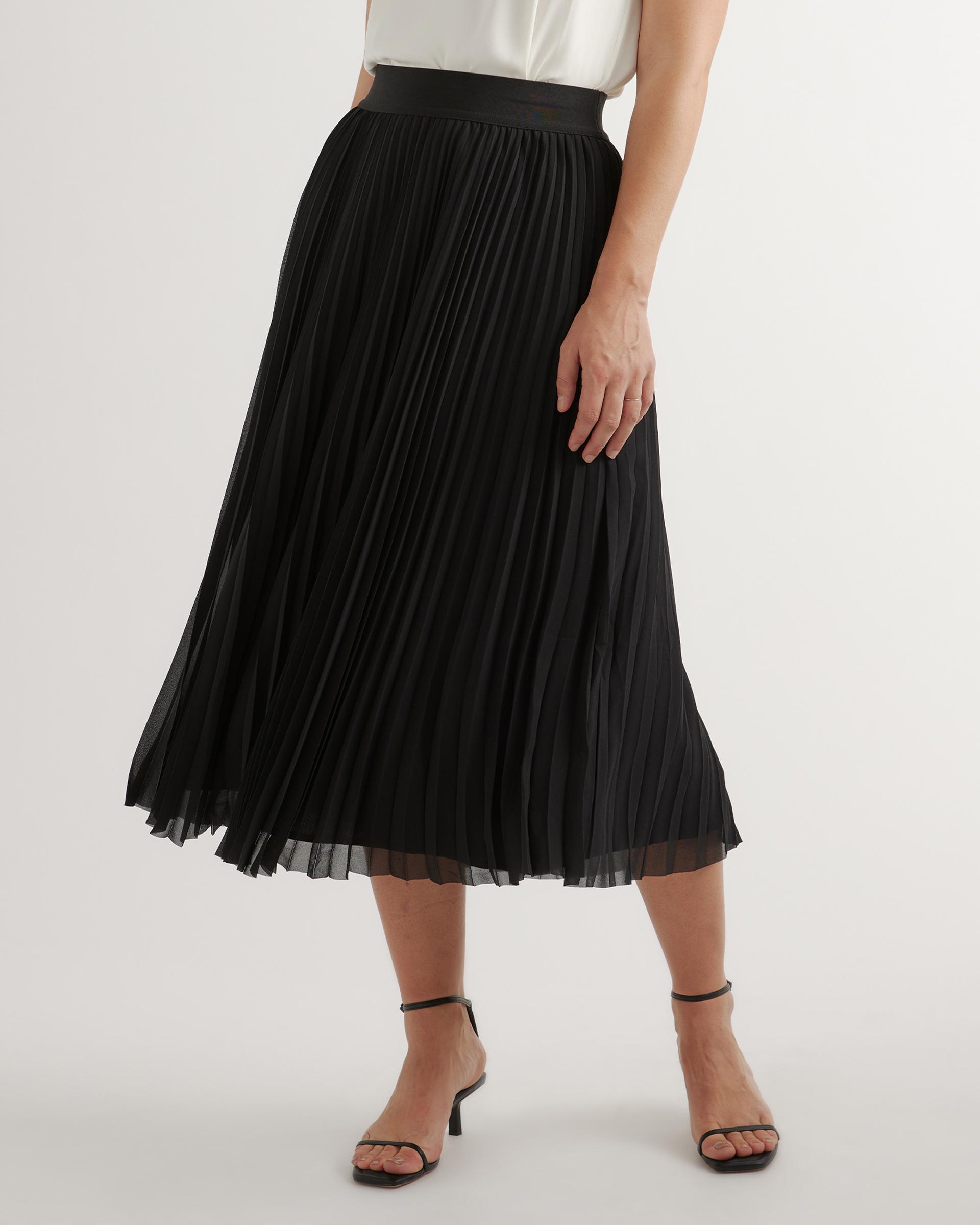 chiffon pleated midi skirt