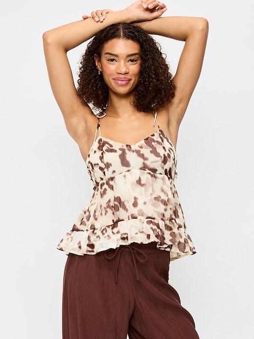 chiffon semi-sheer tie-strap cami top