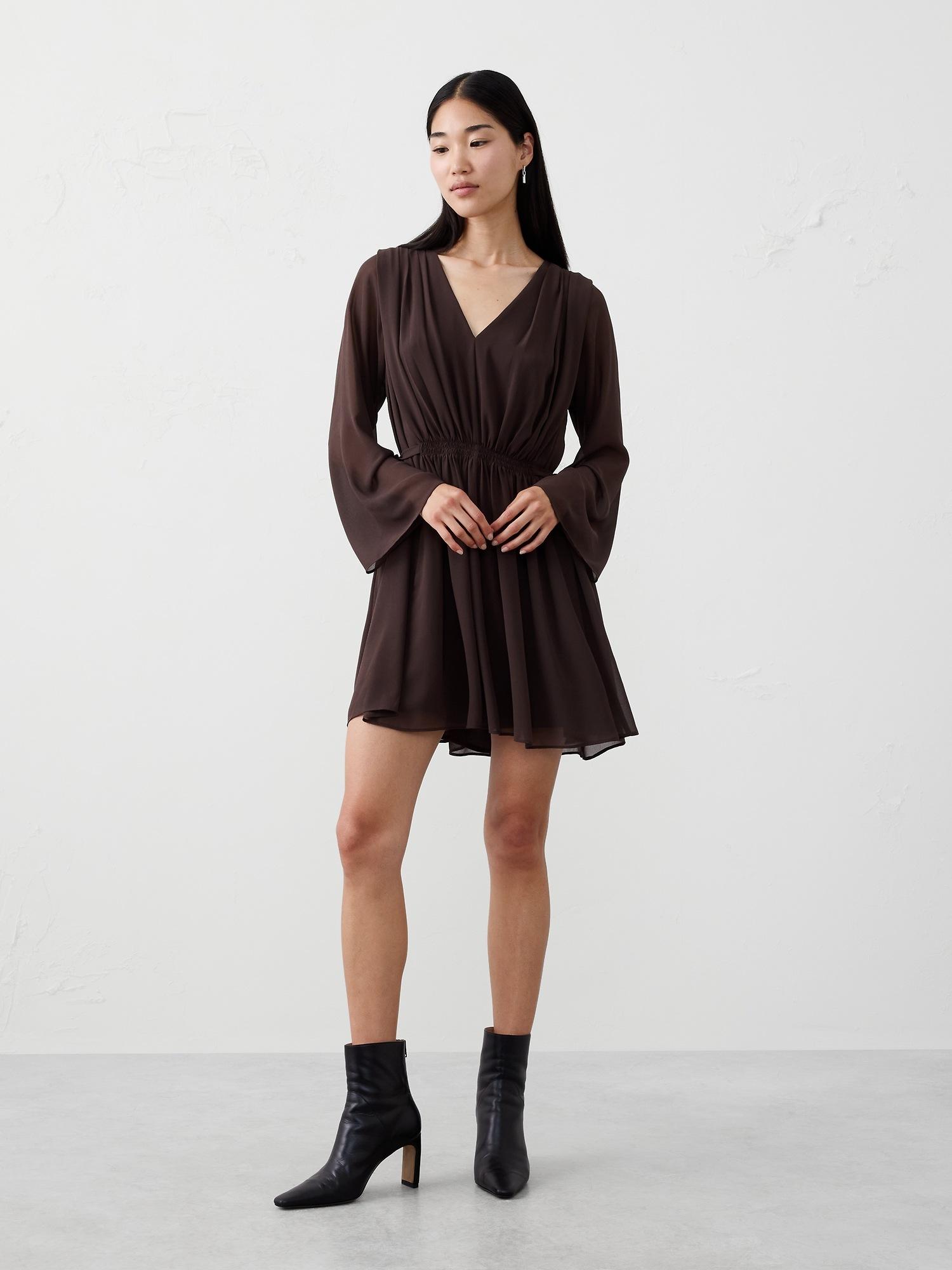 chiffon side-tie mini dress