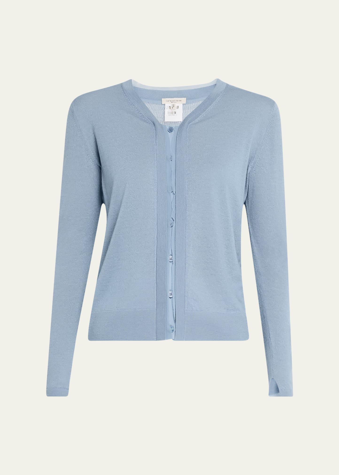 chiffon-trim cashmere cardigan