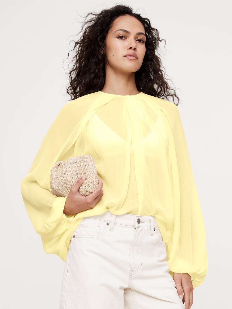 chiffon twist-neck top