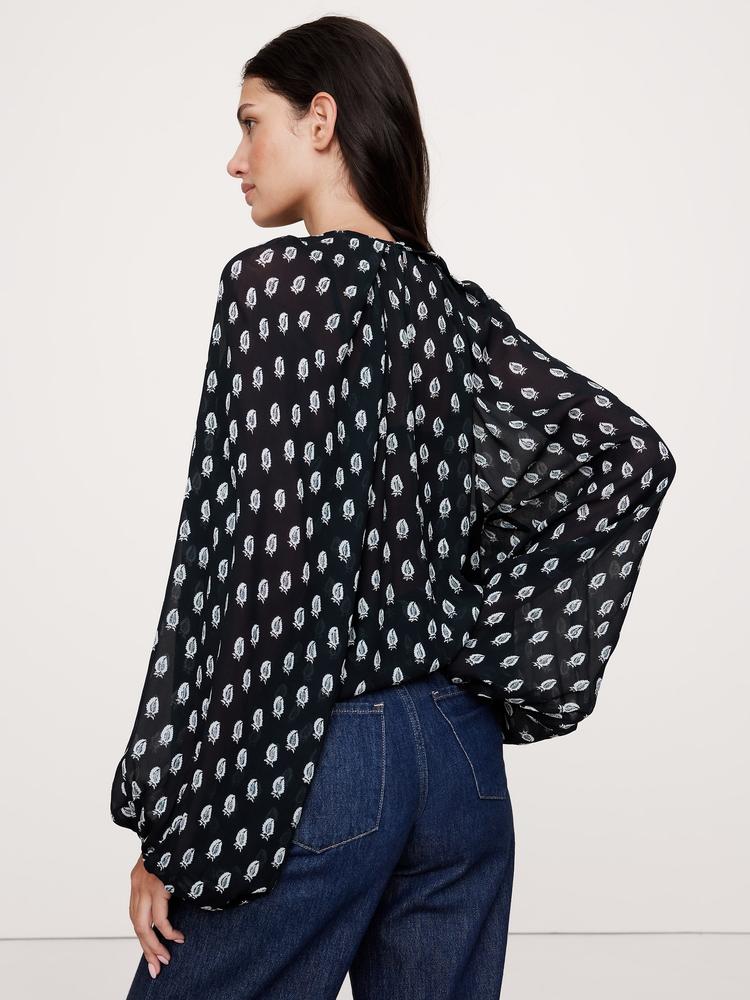 chiffon twist-neck top