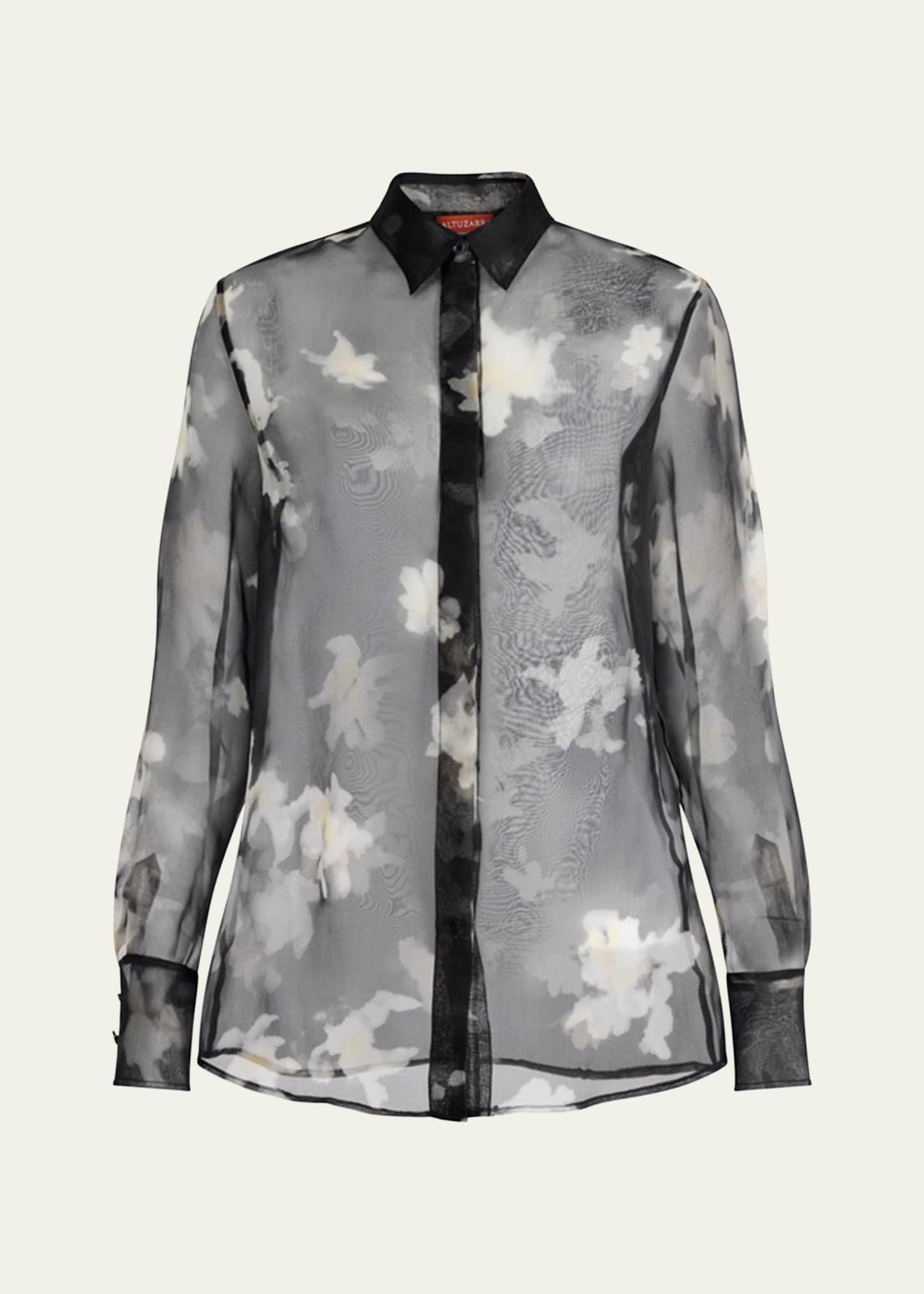 chika floral silk button-down top