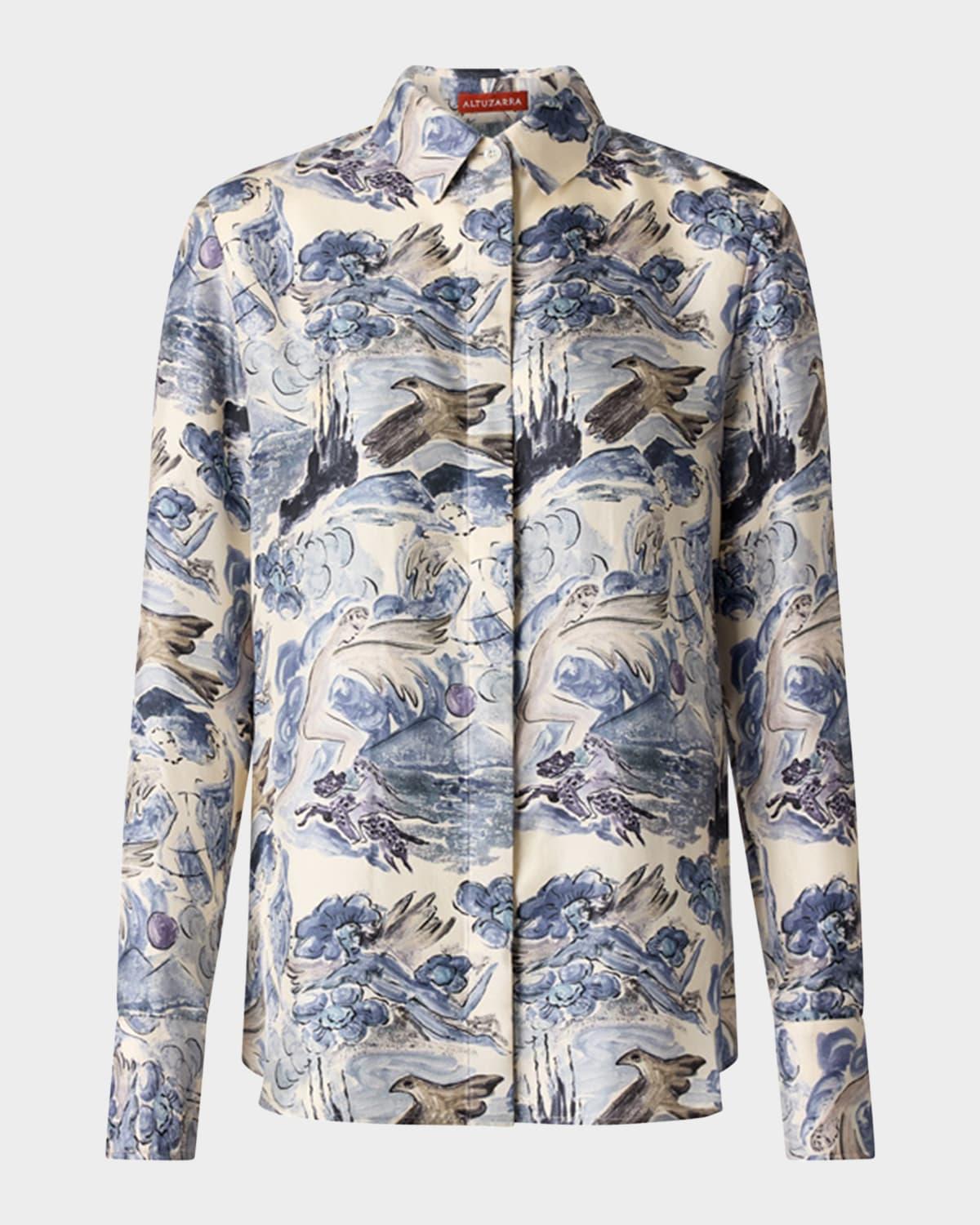 chika printed button down top