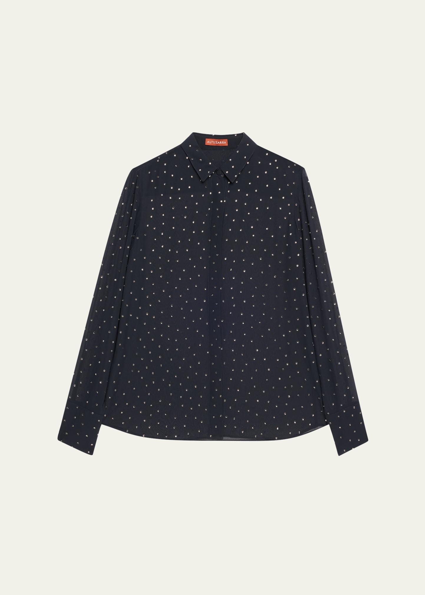 chika strass button-down top