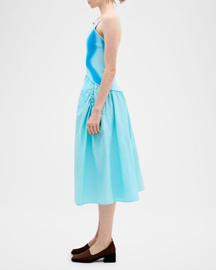 chili mixed-media midi dress