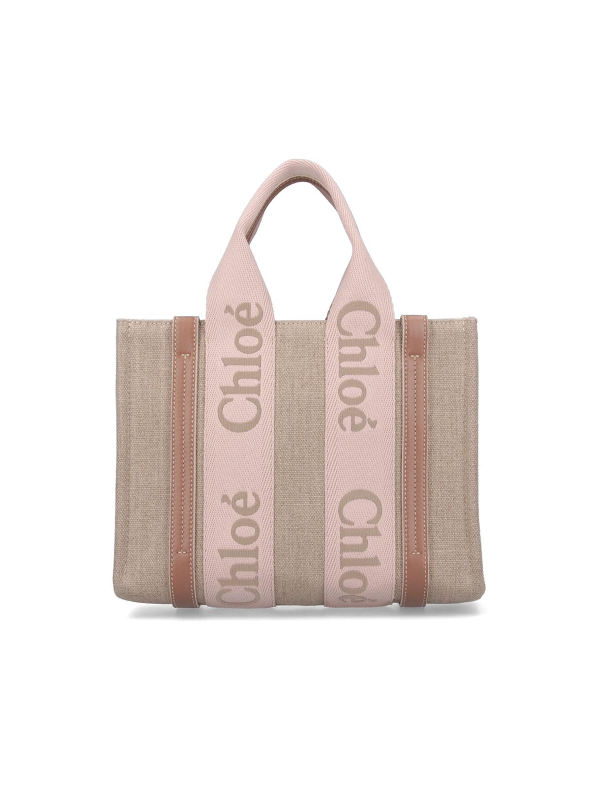 chloè bags beige linen - women
