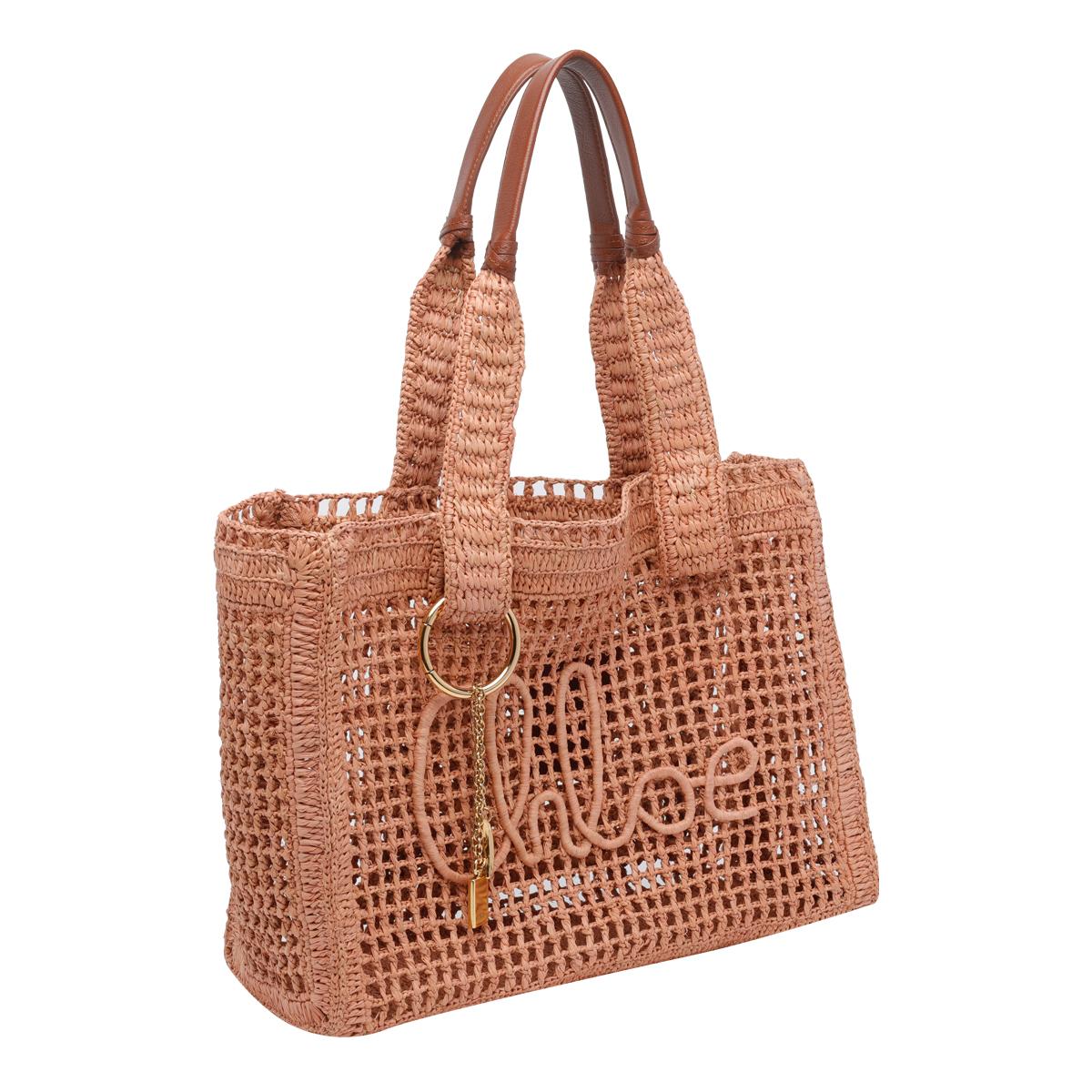 chloè bags beige raffia - women